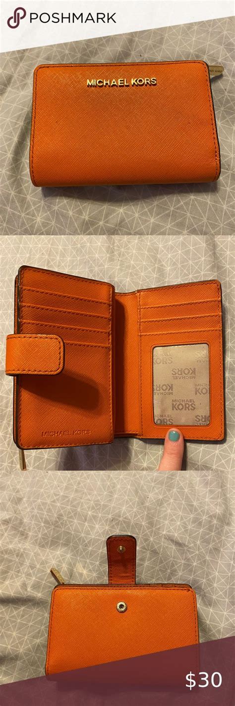 michael kors wallet wth burnt orange trim|michael kors wallet orange.